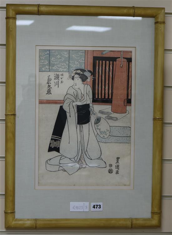 A 19th century Japanese woodblock print of bijin, 37 x 24cm